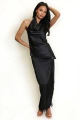 Cowl Halter Neck Asymmetric Blouse