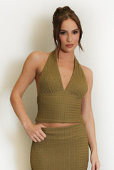 Textured Halter Neck Top