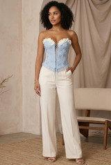 Lace Up Corset With Petal Trim