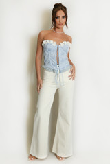 Lace Up Corset With Petal Trim