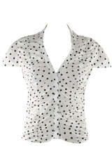 Polka Dot Ruched Fitted Blouse