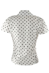 Polka Dot Ruched Fitted Blouse