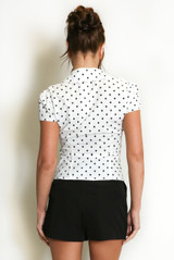 Polka Dot Ruched Fitted Blouse