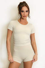 Ruched Side Short Sleeve Active Top