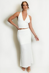 Textured Halter Neck Top and Maxi Skirt Set
