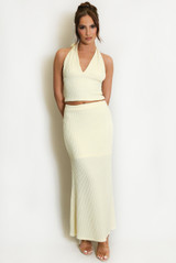 Textured Halter Neck Top and Maxi Skirt Set