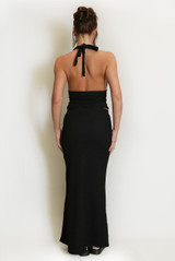 Textured Halter Neck Top and Maxi Skirt Set
