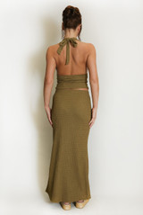 Textured Halter Neck Top and Maxi Skirt Set