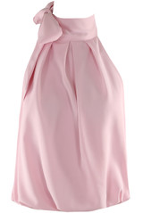 Bow Neck Balloon Hem Blouse