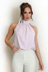 Bow Neck Balloon Hem Blouse
