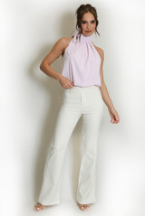 Bow Neck Balloon Hem Blouse