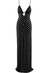 Polka Dot Cut Out Back Maxi Dress
