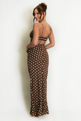 Polka Dot Cut Out Back Maxi Dress