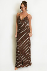 Polka Dot Cut Out Back Maxi Dress