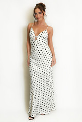 Polka Dot Cut Out Back Maxi Dress