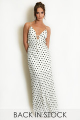 Polka Dot Cut Out Back Maxi Dress