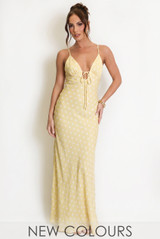 Polka Dot Cut Out Back Maxi Dress