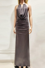 Metal Cowl Neck Deep Back Maxi