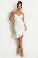 Asymmetric Hem Lace Mini Dress