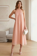 Ruched Halterneck Drape Dress