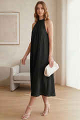 Ruched Halterneck Drape Dress