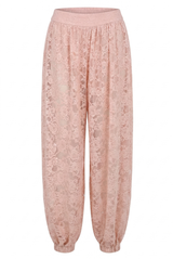 Lace Trim Mesh Pleated Trouser
