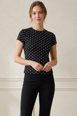 Polka Dots Cap Sleeves Top