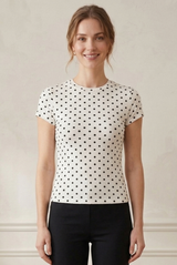 Polka Dots Cap Sleeves Top