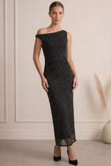 Polka Dot Wide Neck Dress