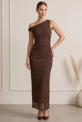Polka Dot Wide Neck Dress
