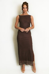 Polka Dot Wide Neck Dress