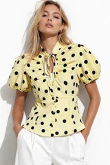 Polka Dots Front Knot Blouse