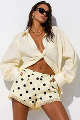 Polka Dot Lace Hem Shorts
