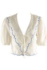 Scallop Hem Broderie Blouse