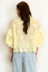 Lace Embroidered Puff Sleeve Blouse
