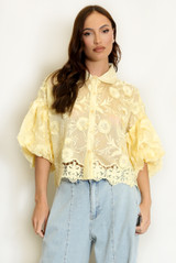 Lace Embroidered Puff Sleeve Blouse