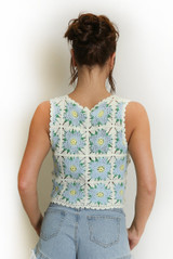 Floral Patch Crochet Vest