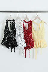 Polka Dots Halterneck Peplum Blouse