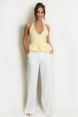 Polka Dot Peplum Bubble Hem Top