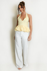 Polka Dot Peplum Bubble Hem Top
