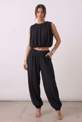 Balloon Hem sleeveless top And Trouser Set