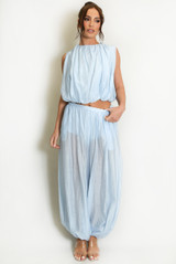 Balloon Hem sleeveless top And Trouser Set