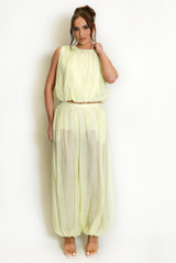 Balloon Hem sleeveless top And Trouser Set
