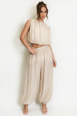 Balloon Hem sleeveless top And Trouser Set