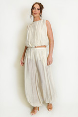 Balloon Hem sleeveless top And Trouser Set