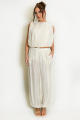 Balloon Hem sleeveless top And Trouser Set
