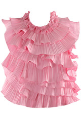 Pleated Ruffles Trim Blouse