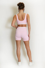 Contrast Piping Sports Bra And Shorts Set