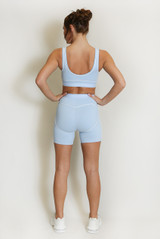 Contrast Piping Sports Bra And Shorts Set