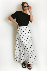 Polka Dot A-Line Maxi Skirt